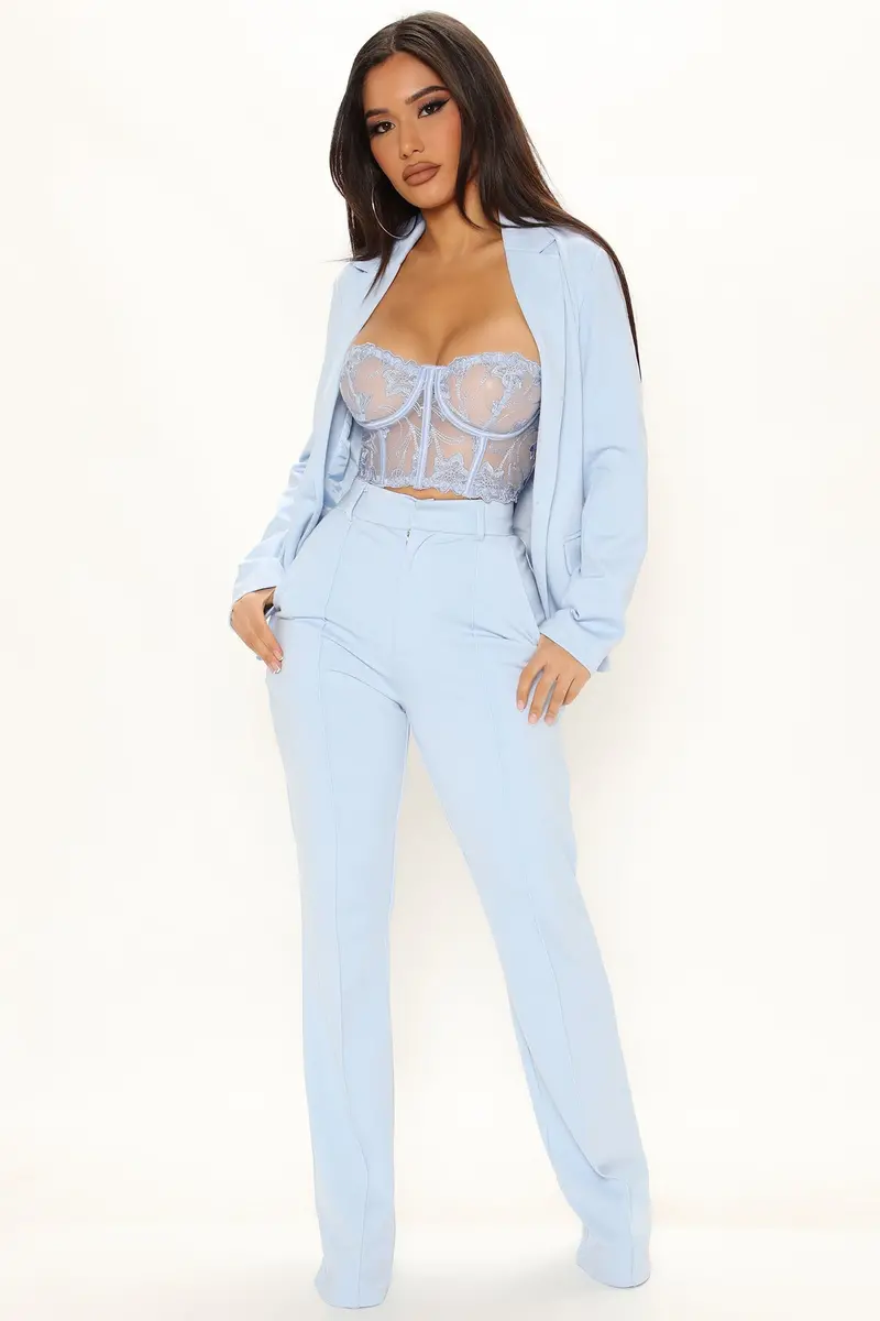 Light Blue Business Per Usual Blazer and Pant Ensemble