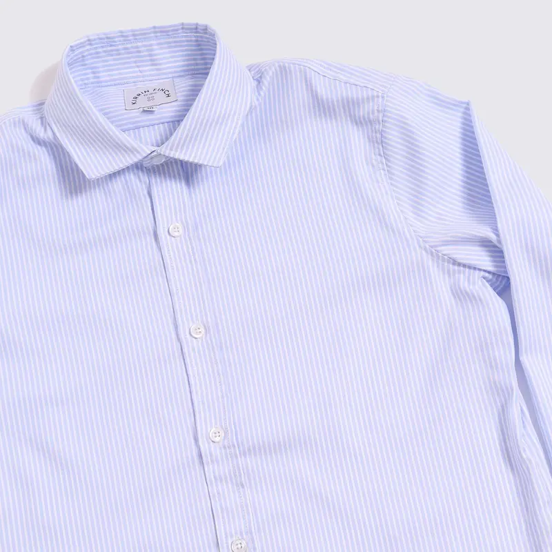 Light Blue Striped Wrinkle-Resistant Dress Shirt