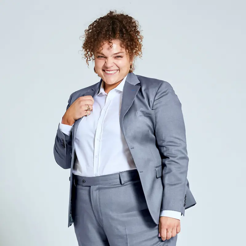 Light Gray Extended-Size Suit Blazer – The Georgie Collection (Plus Sizes)