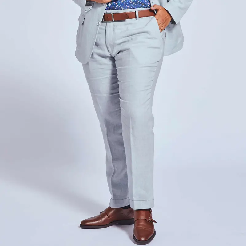 Light Gray Linen Tailored Trousers