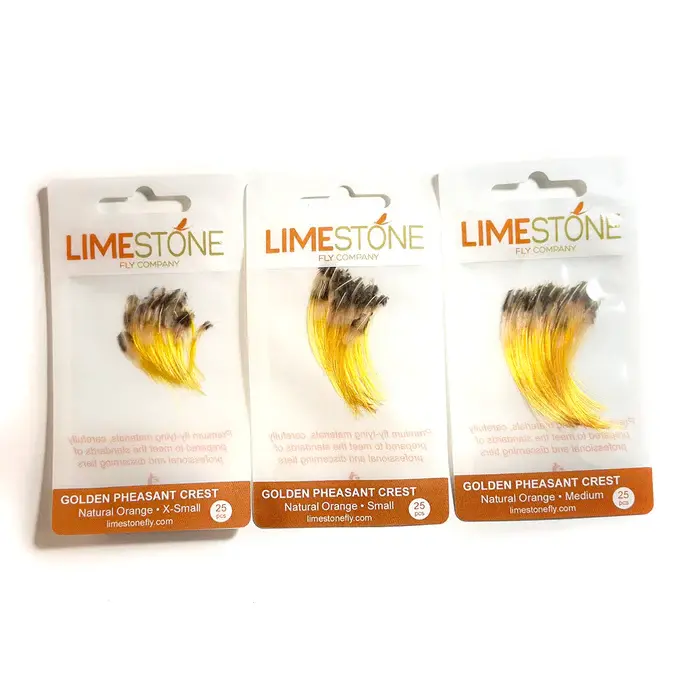 Limestone Golden Pheasant Crest Hackle – 25-Count Pack