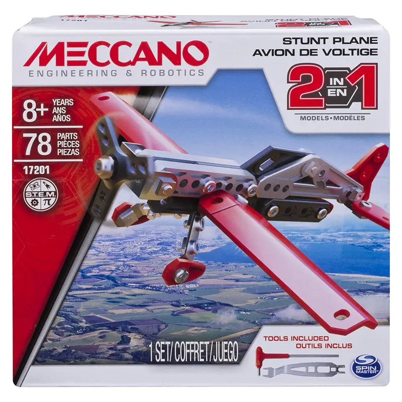 Meccano Stunt Plane Model Kit – 2-in-1 Build & Fly Experience