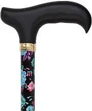 Midnight Bloom Adjustable Cane – Scratch & Dent, Deep-Hue Botanical Design (V1939)