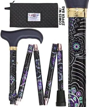 Mini Purple Majesty Folding Aluminum Cane – Scratch & Dent, Compact Size with Engraved Collar (V1954)