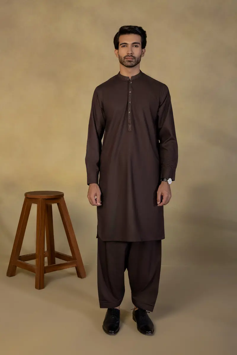 Minimalist Embroidered Dobby Suit – Subtle Texture