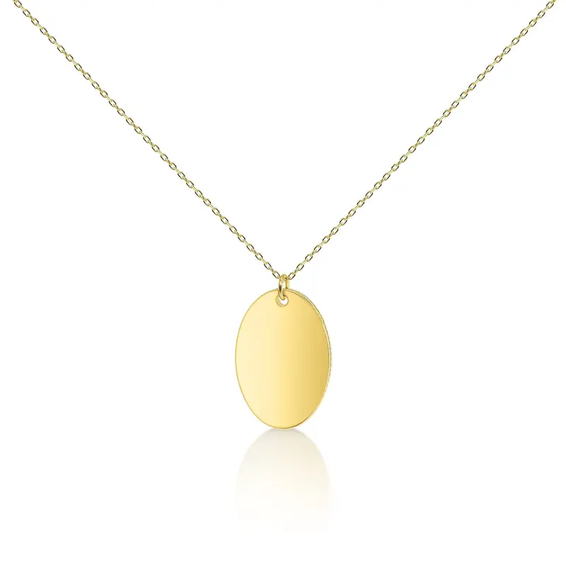 Minimalist Oval Disk Necklace with Selectable Chain Style
