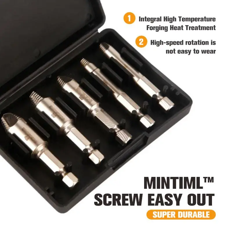 Mintiml Screw Extractor Set – Easy-Out Tool for Stripped Fasteners