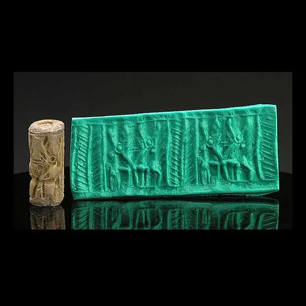 Mitanni-Style Frit Cylinder Seal – Northern Mesopotamia, c. 1400–1100 BCE