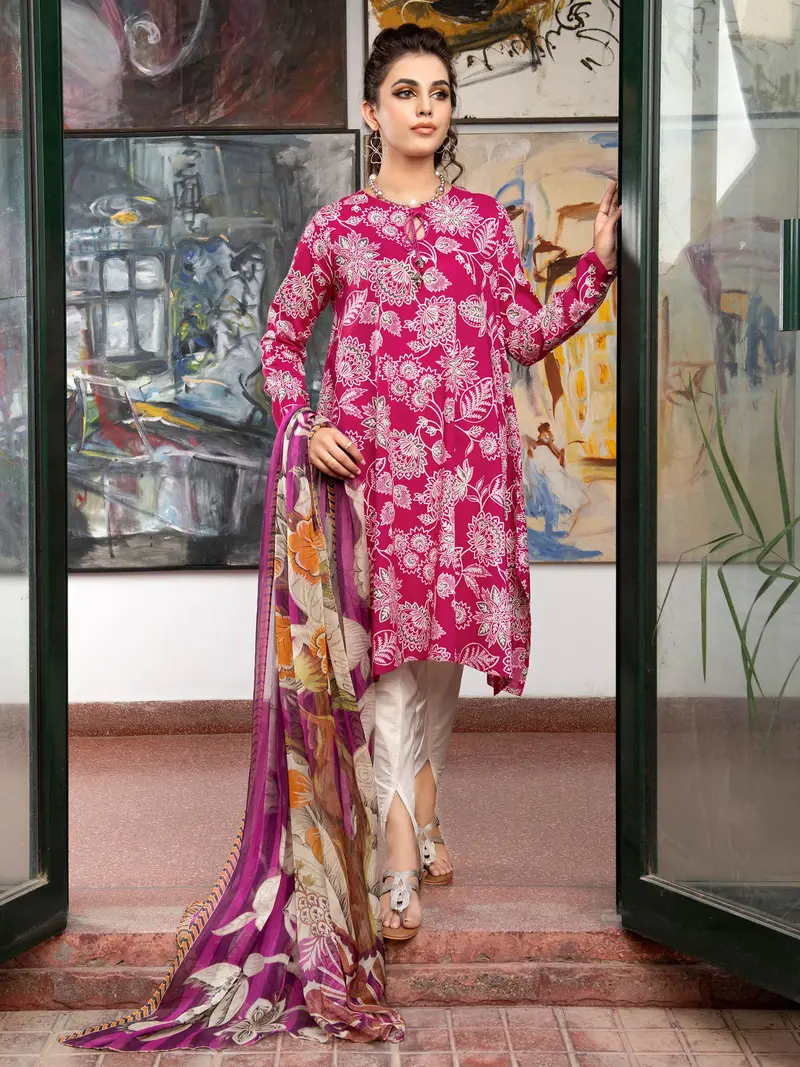 Modern Printed Cambric Two-Piece Suit