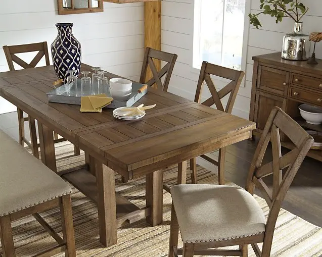 Moriville Counter Height Extendable Dining Table – Farmhouse Style