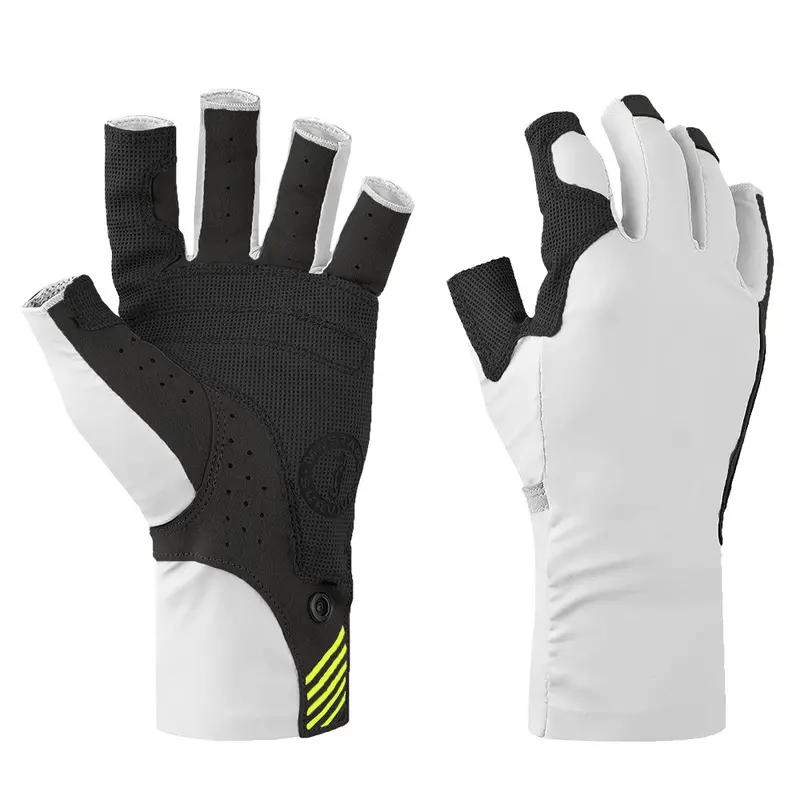 Mustang Traction UV-Resistant Open-Finger Gloves — White/Black, Size Medium (MA6007-267-M-267)