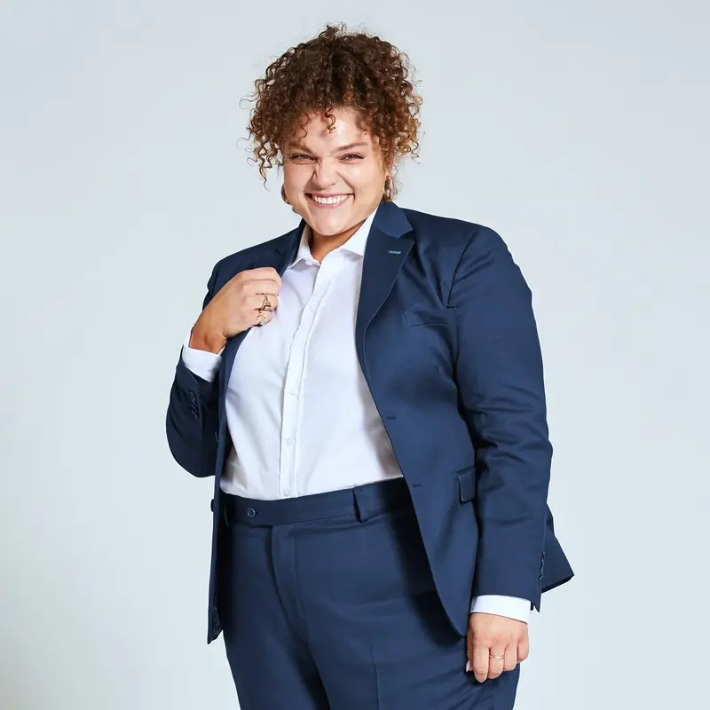 Navy Extended-Size Suit Blazer – The Georgie Collection (Plus Sizes)