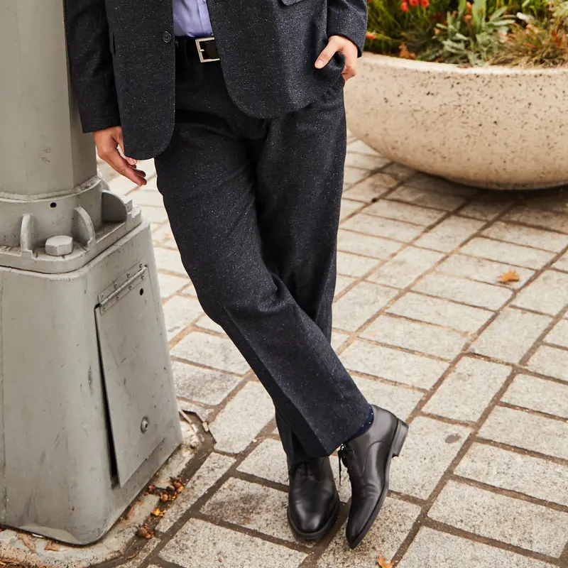 Navy Pebble Texture Slim-Fit Dress Pants