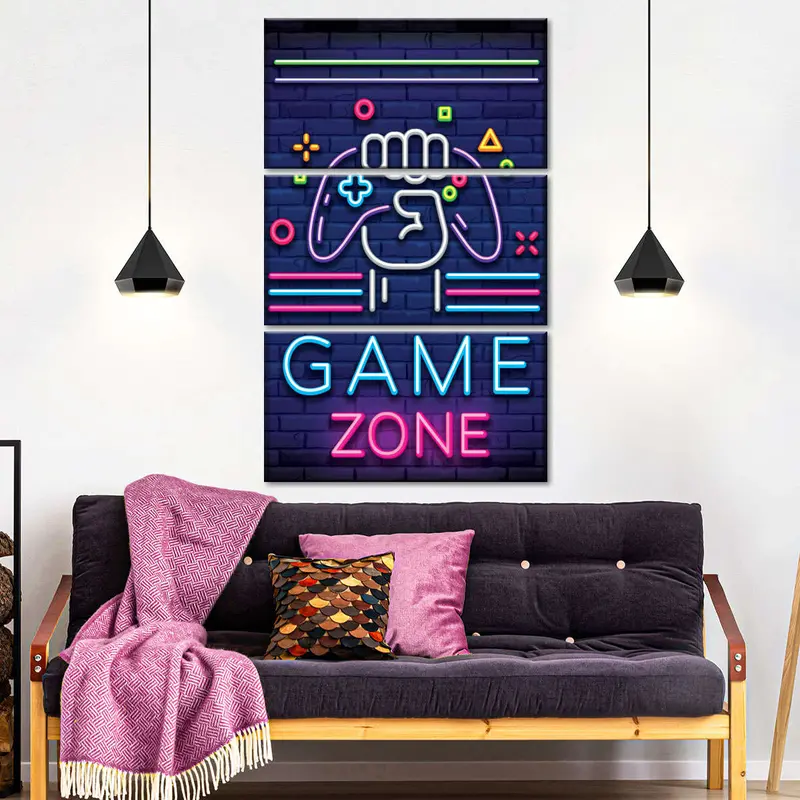 Neon Game Zone Wall Art Print