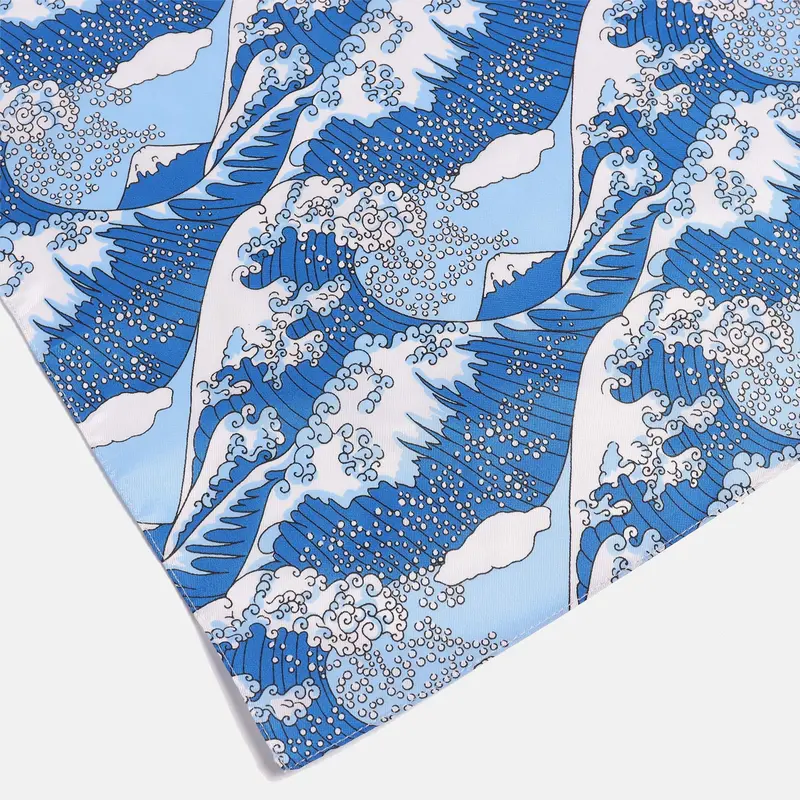 Ocean Blue Wave Pattern Pocket Square
