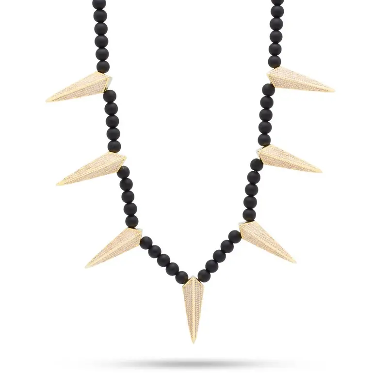 Onyx Beaded Wakanda-Inspired Chain Necklace – Black Panther Themed Accessory