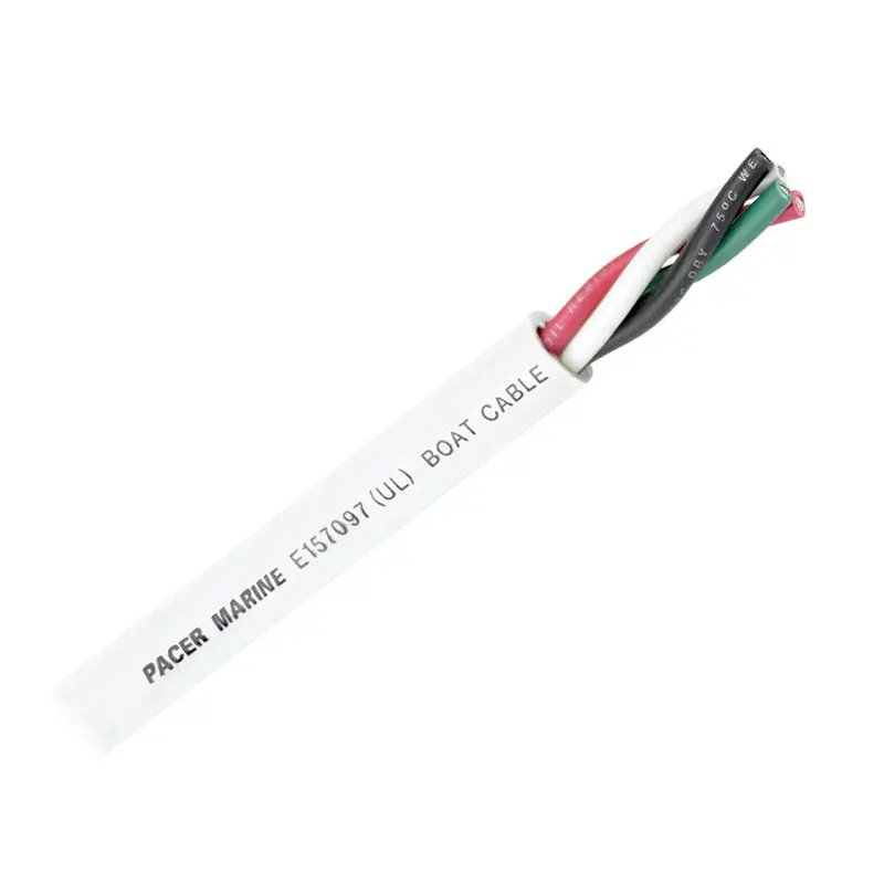 Pacer 12/4 AWG Round Marine Cable – 250 ft, Black/Green/Red/White (WR12/4-250)