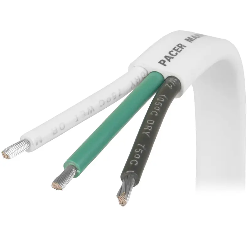 Pacer W16/3-FT 16/3 AWG Triplex Wiring Cable – Black/Green/White, Per-Foot Pricing