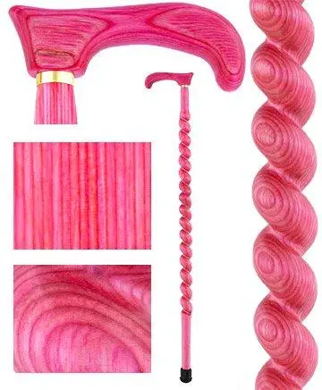 Pastel Pink Rope-Twist Derby Cane – Scratch & Dent Clearance Featuring Laminated Birchwood Shaft (Model V1599)