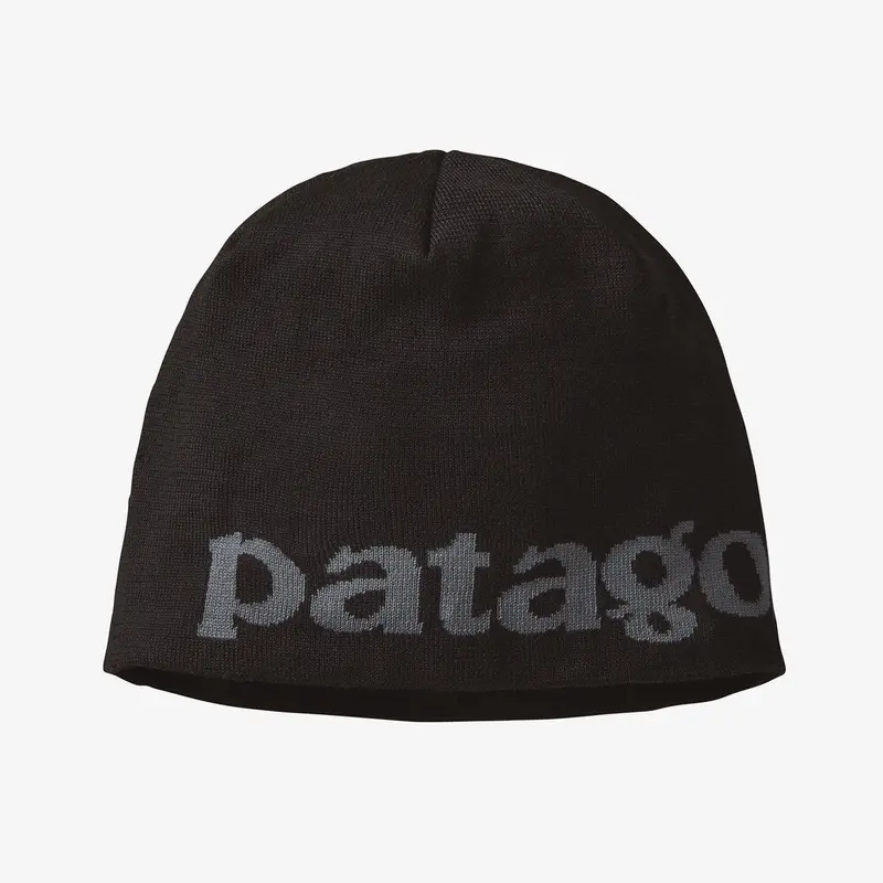 Patagonia Logo Belwe Beanie – Black Wool Blend Hat
