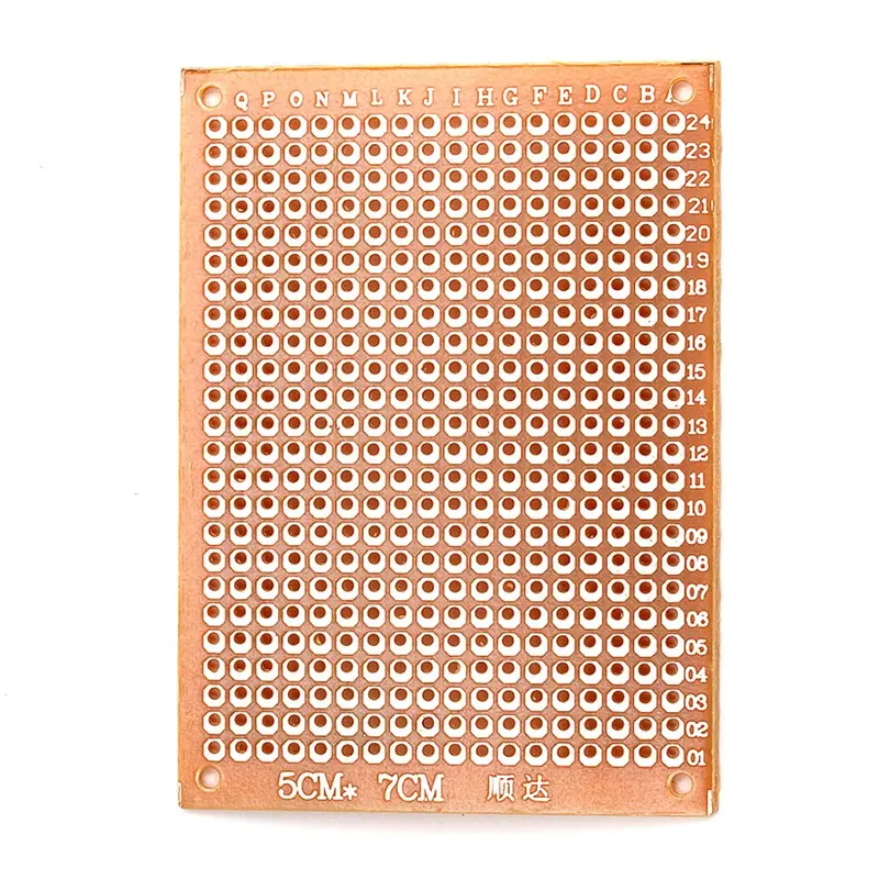 Perforated Prototype PCB – 50×70mm, 2×2 Grid, 3/4″ Pitch