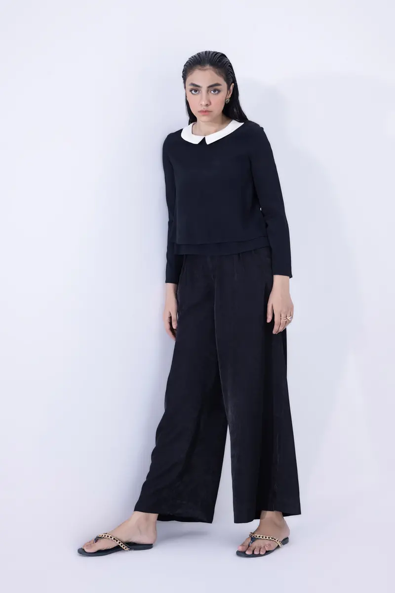 Peter Pan Collar Short-Sleeve Blouse