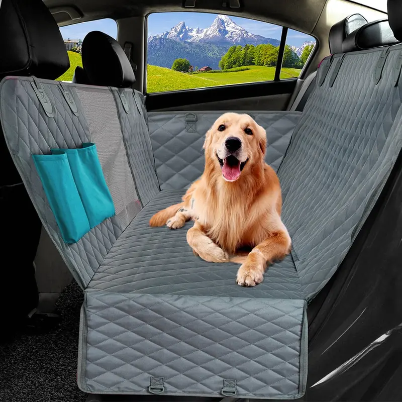 PETRAVEL Waterproof Dog Car Seat Cover – Hammock-Style Rear Seat Protector with Safety Anchors for Pets