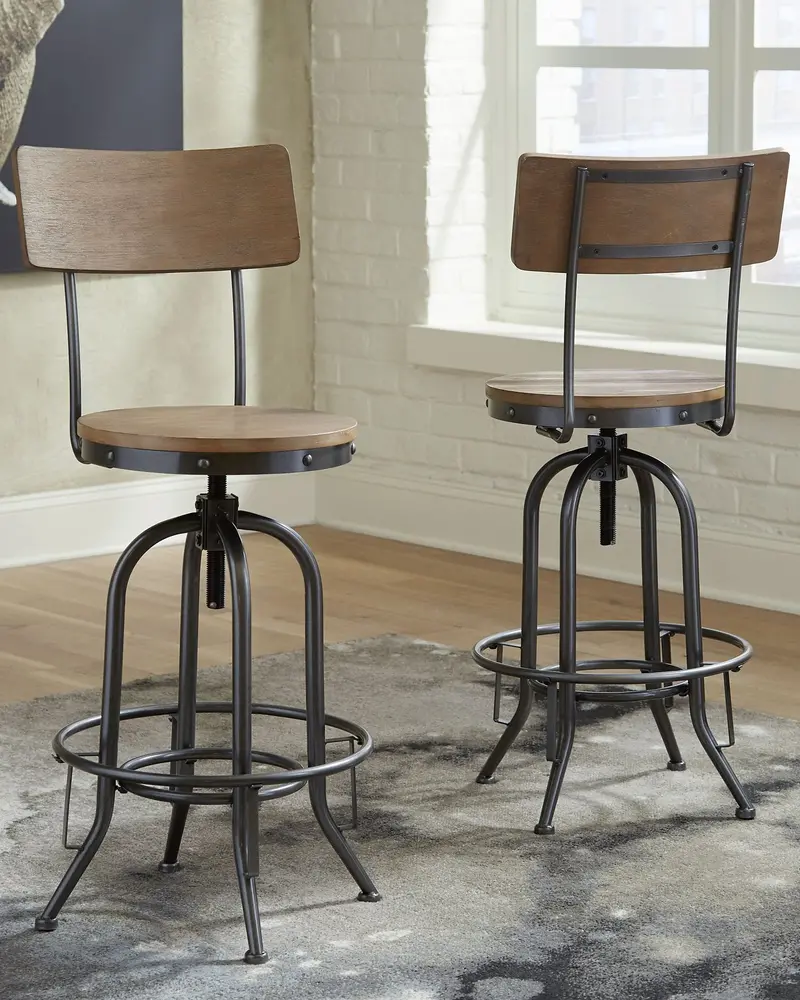 Pinnadel Upholstered Pub Height Bar Stool – Swivel Seat & Footrest