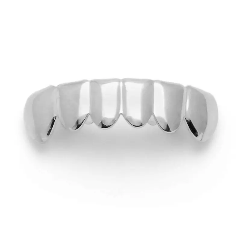 Platinum-Finish Plain Bottom Grillz – Custom-Fit Dental Jewelry Set