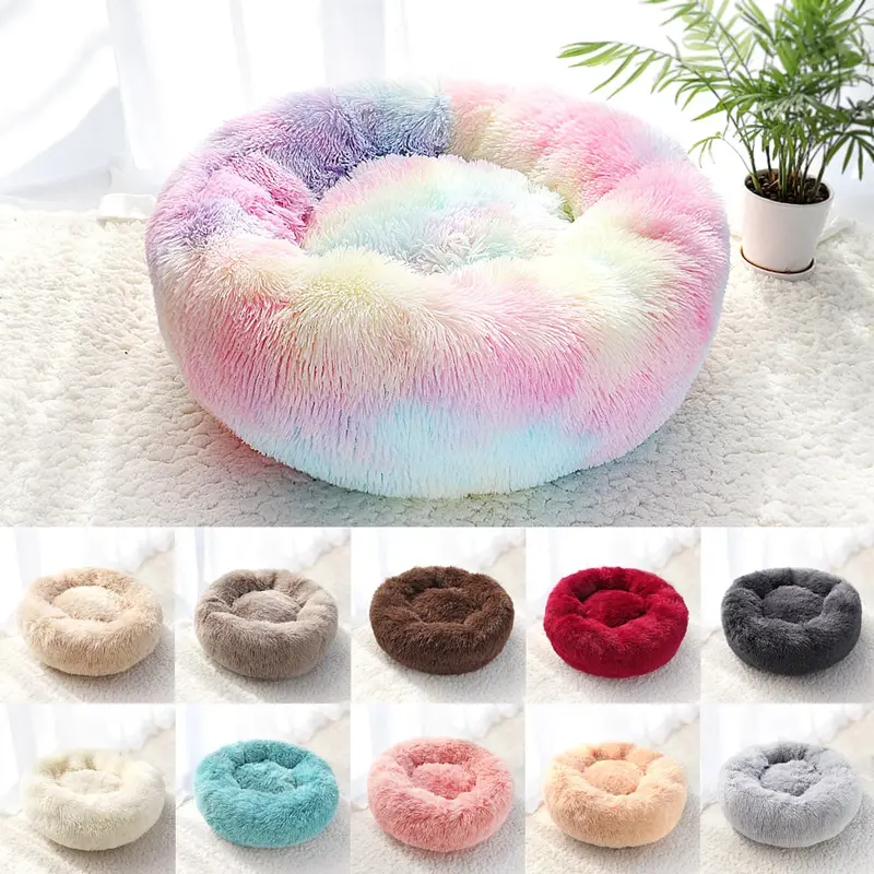 Plush Round Dog Bed – Warm Fleece Kennel Mat for Medium to Large Breeds, Winter-Ready Pet Sofa Cushion