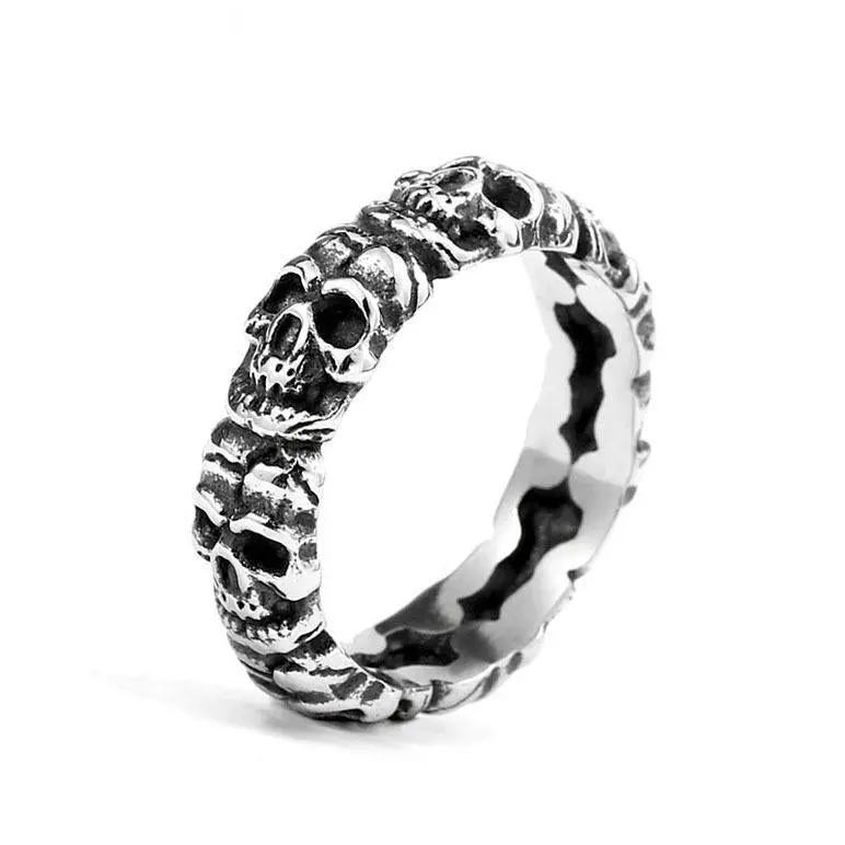 Polished Titanium Skull Ring – Edgy Unisex Statement Jewelry