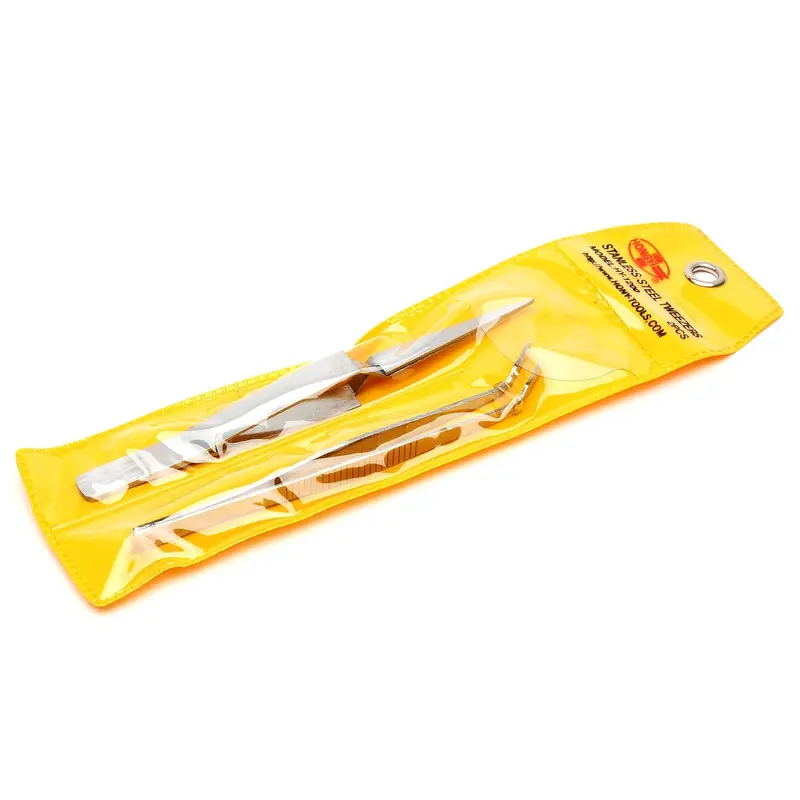 Precision Stainless Steel Tweezers – Dual-Piece Fine-Tip Handling Set