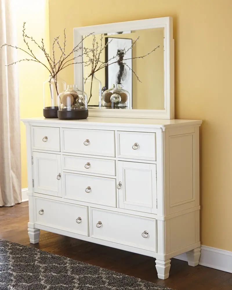 Prentice Dresser with Matching Wall Mirror – 6-Drawer Bedroom Set