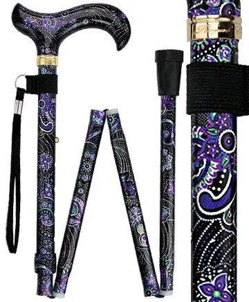 Purple Majesty Adjustable Folding Derby Walking Cane with Engraved Collar – Scratch & Dent