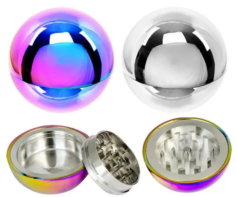 Rainbow & Silver Metal Grinder – Ball-and-Bowl Shape