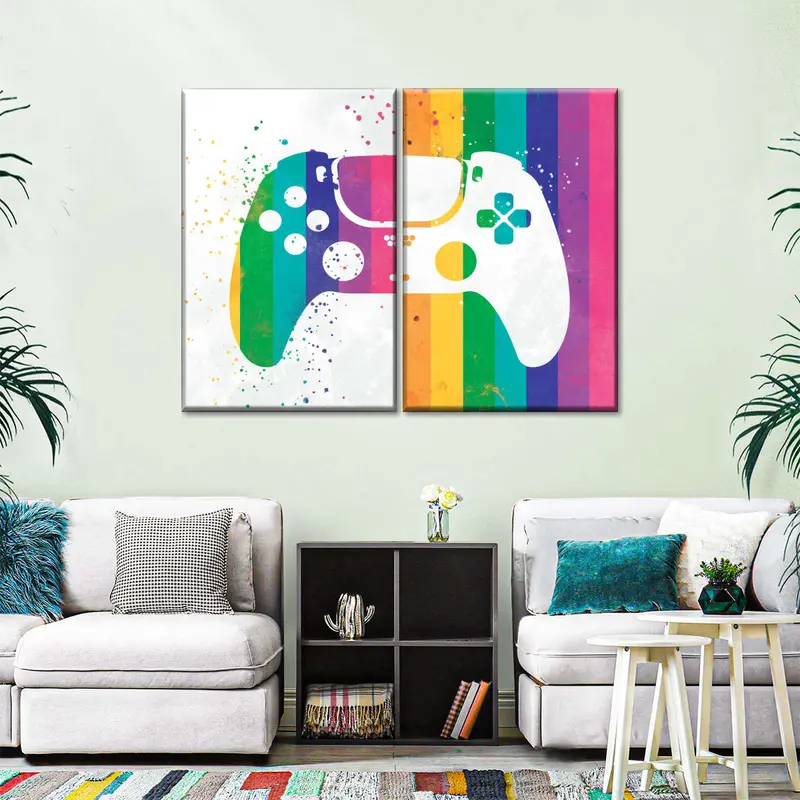Rainbow Splatter Gaming Controller Art