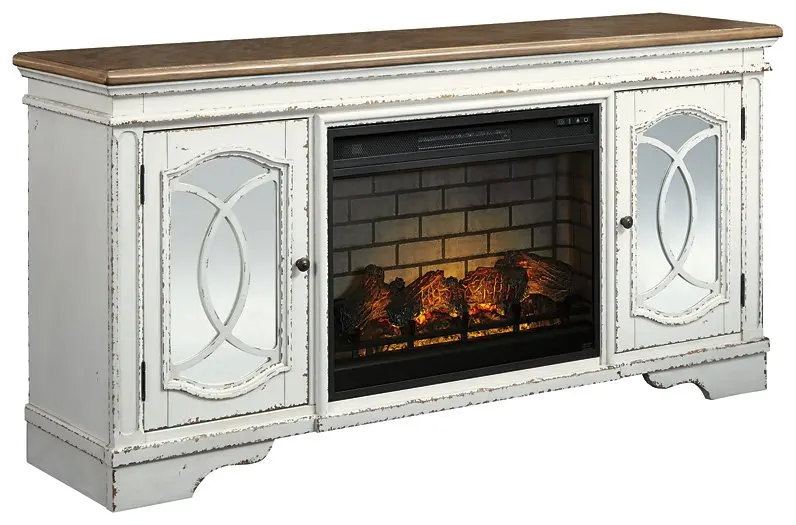 Realyn 74-Inch TV Stand with Built-in Electric Fireplace