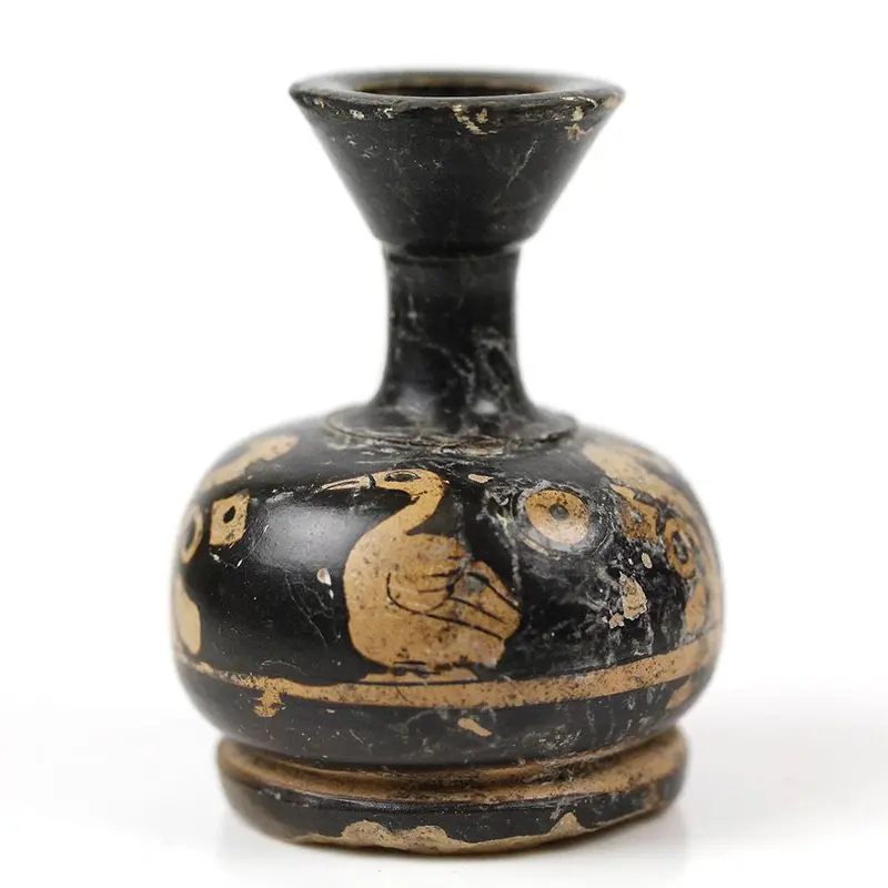 Red-Figure Xenonware Squat Lekythos with Duck Motif, Magna Graecia (4th Century BCE)