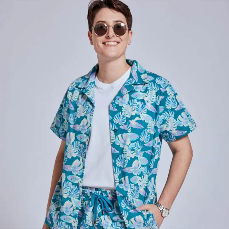 Relaxed Palm Print Cabana Set – Lightweight Summer Ensemble