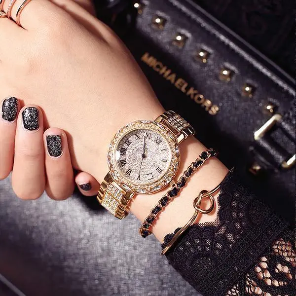 Rhinestone-Studded Women’s Waterproof Fashion Watch – Glamorous Daily Wear