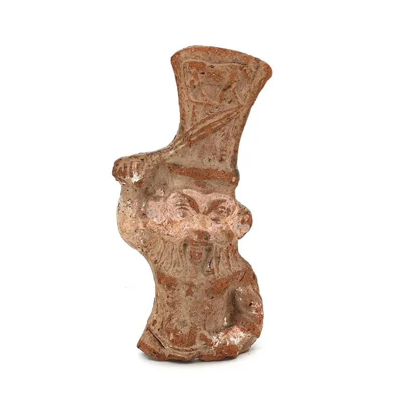 Roman-Era Terracotta Statuette of Bes Wearing Apis Headdress, Egypt (30 BCE–CE)
