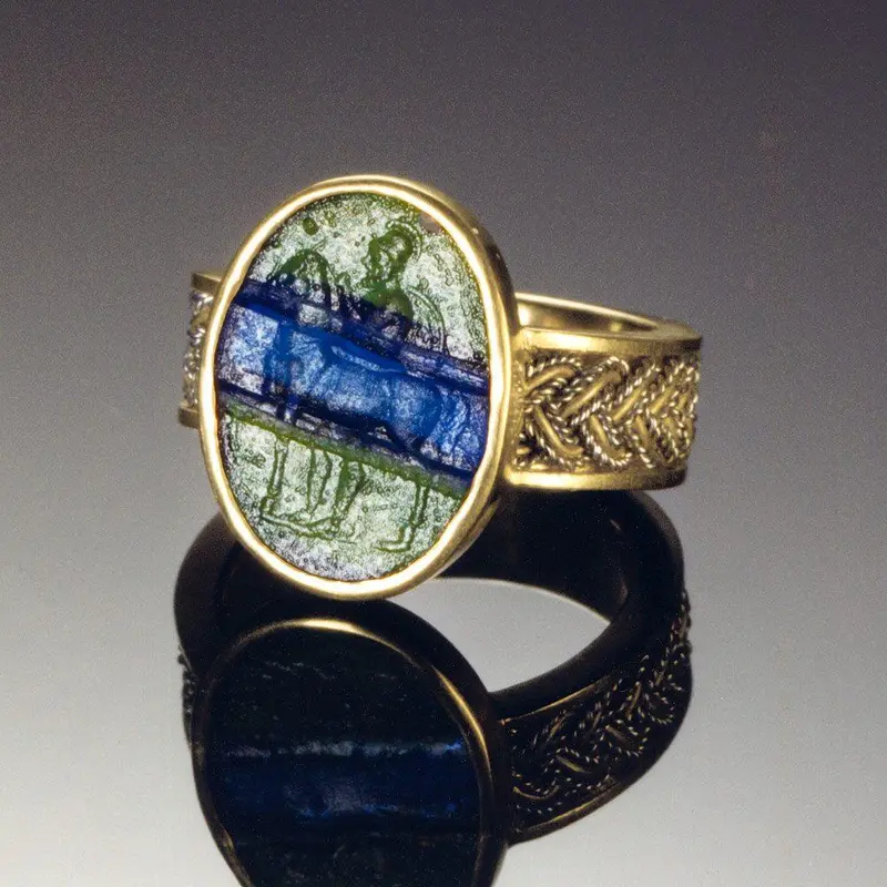 Roman Intaglio Gemstone Carving: Equestrian Warrior, Imperial Era (1st Century CE)