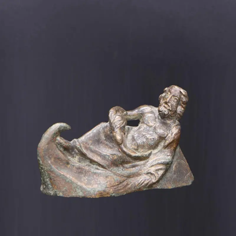 Roman Marble Vase Handle Depicting a Reclining River God, 2nd Century CE