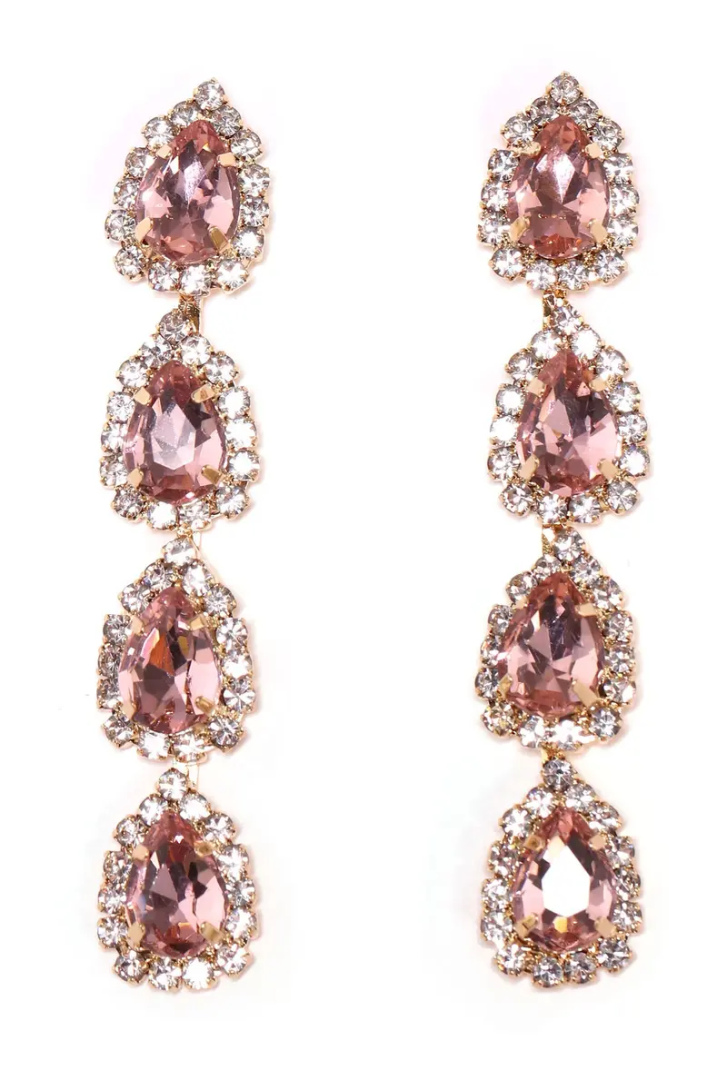 Romantic Pink Wedding Date Drop Earrings