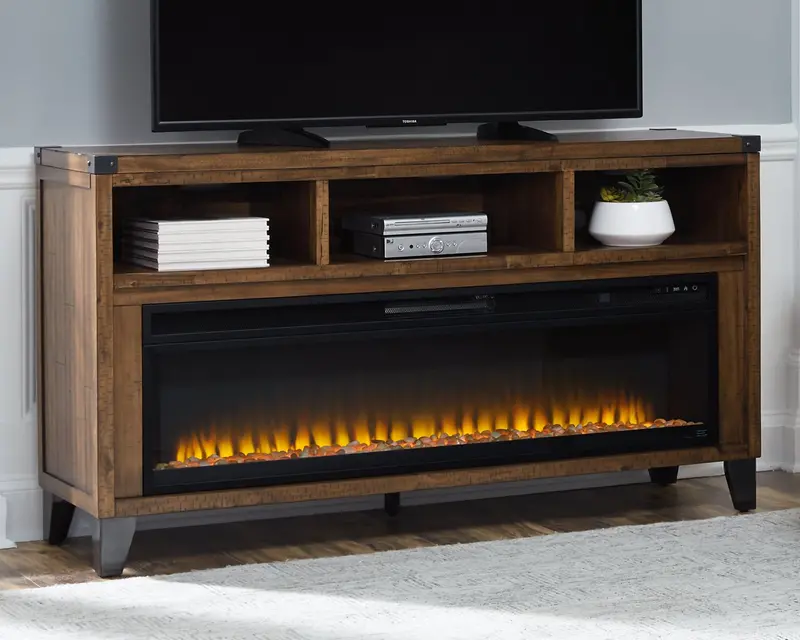 Royard 65-Inch TV Stand Featuring Built-in Electric Fireplace
