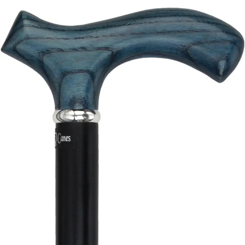 Sale Denim-Blue Ash Fritz Cane – Black Beechwood Shaft & Silver Collar (V1584)