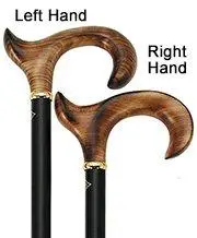 Scorched Maple Ergonomic Cane with Black Shaft and Bronze Collar – Clearance