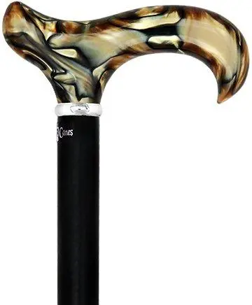 Scratch & Dent Golden Sienna Derby Cane with Black Beech Shaft and Silver Collar