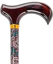 Scratch & Dent Green Paisley Adjustable Derby Cane with Brass Collar