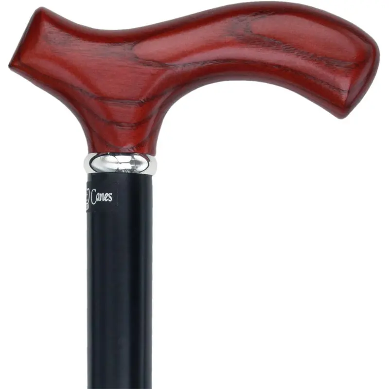 Scratch & Dent Mahogany Ash Fritz Walking Cane — Black Beech Shaft, Silver Collar